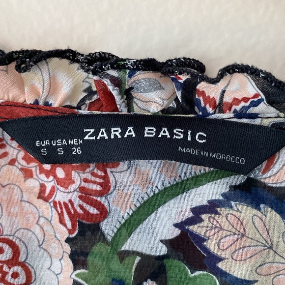 Zara Basic Floral Sheer Tunic Blouse - Picture 4 of 7